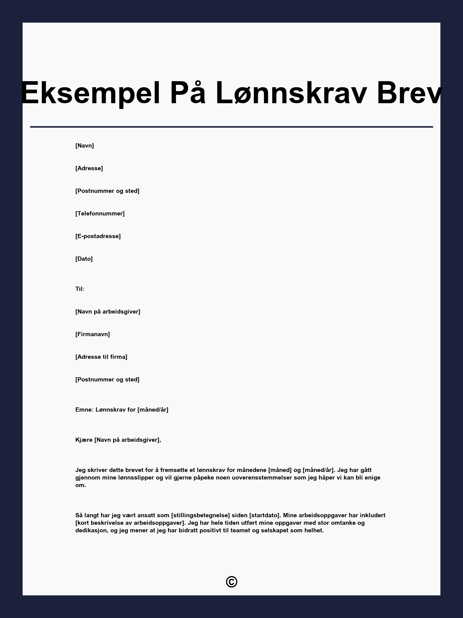 Eksempel På Lønnskrav Brev
