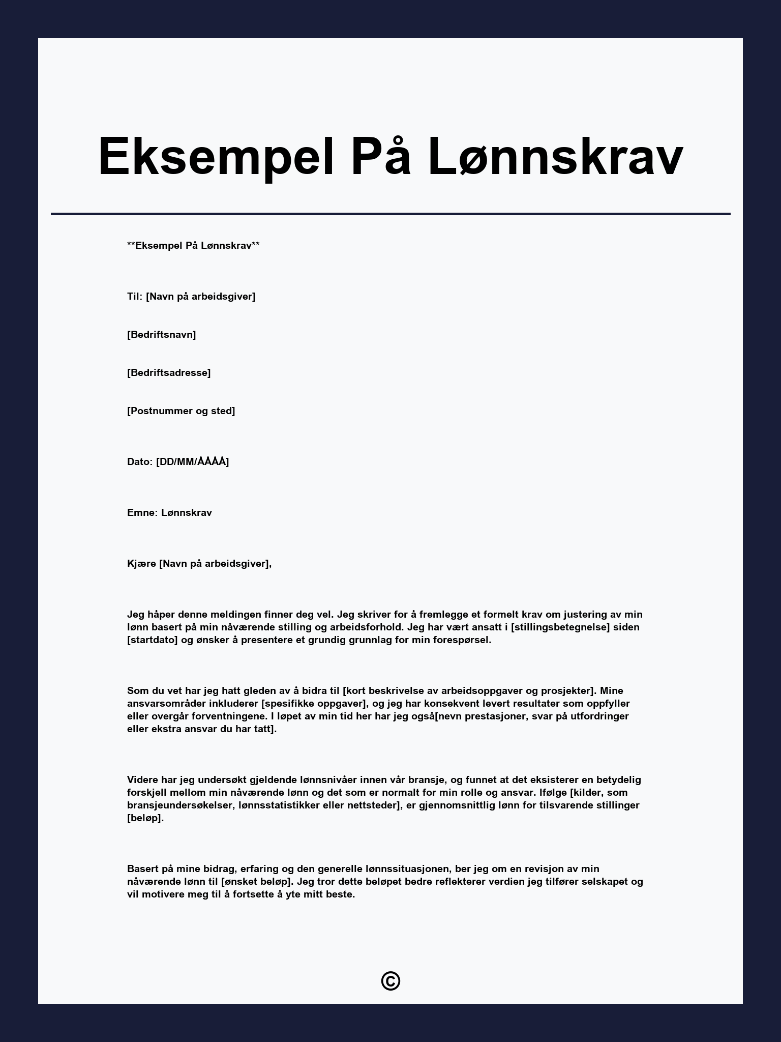 Eksempel På Lønnskrav