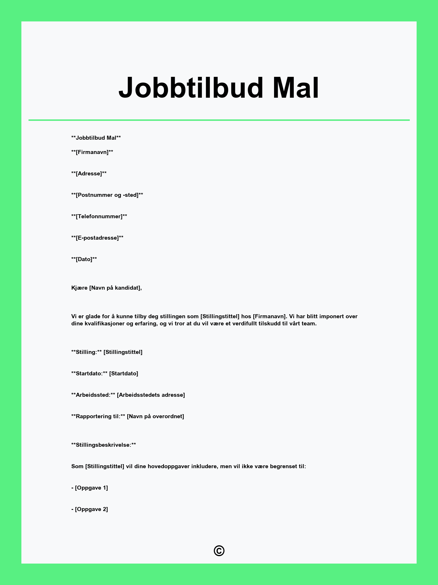 Jobbtilbud Mal