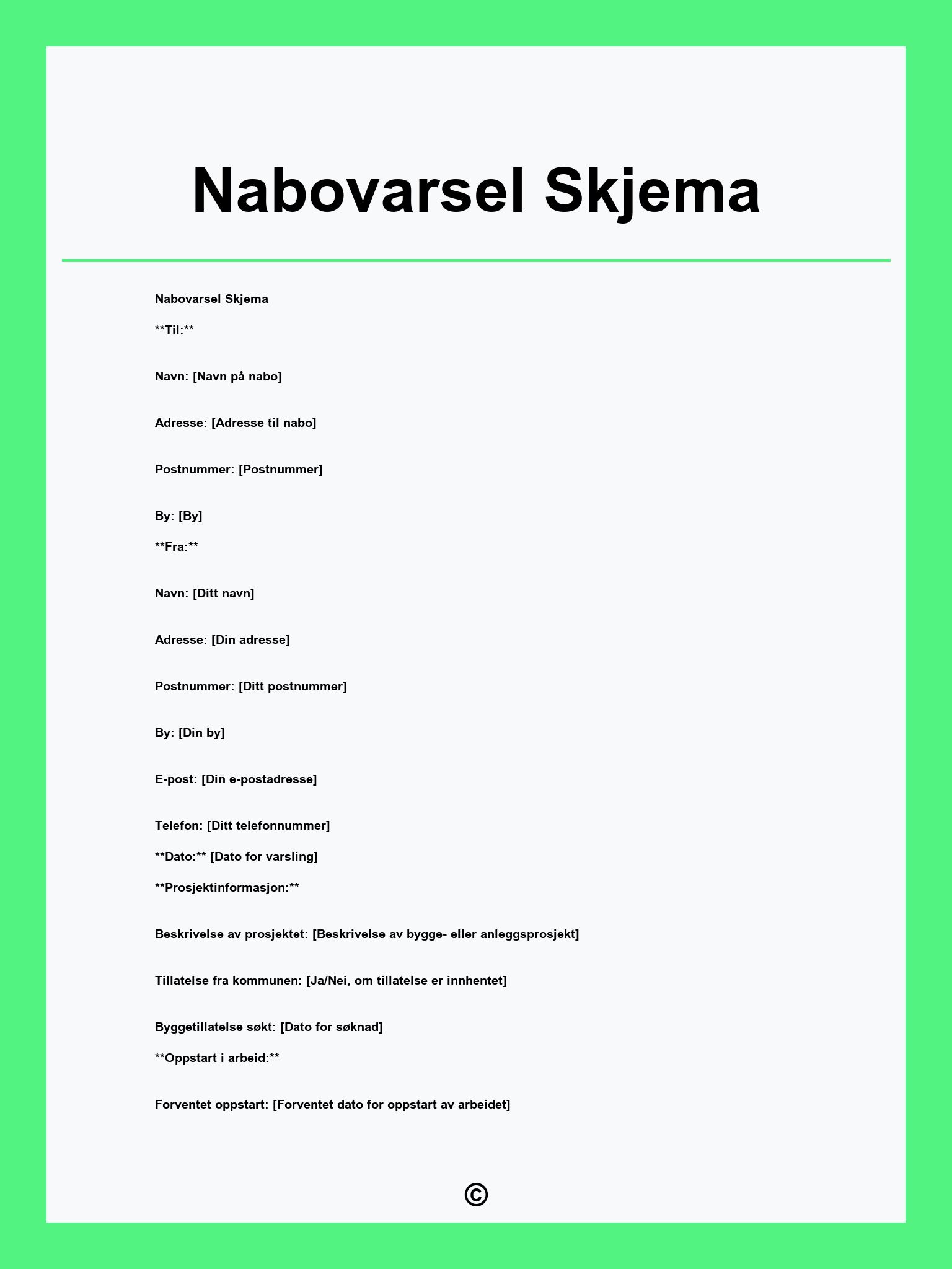 Nabovarsel Skjema