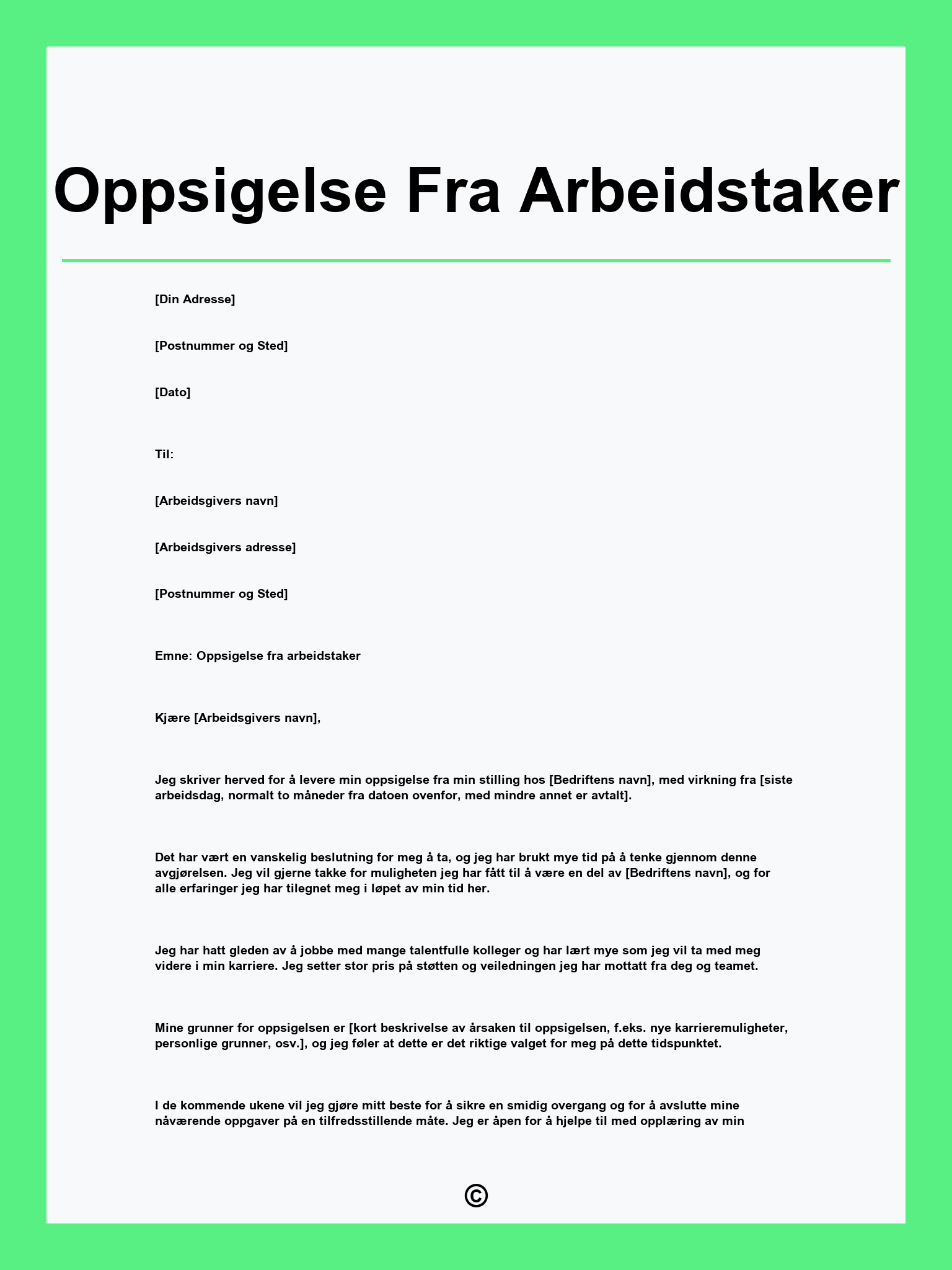 Oppsigelse Fra Arbeidstaker