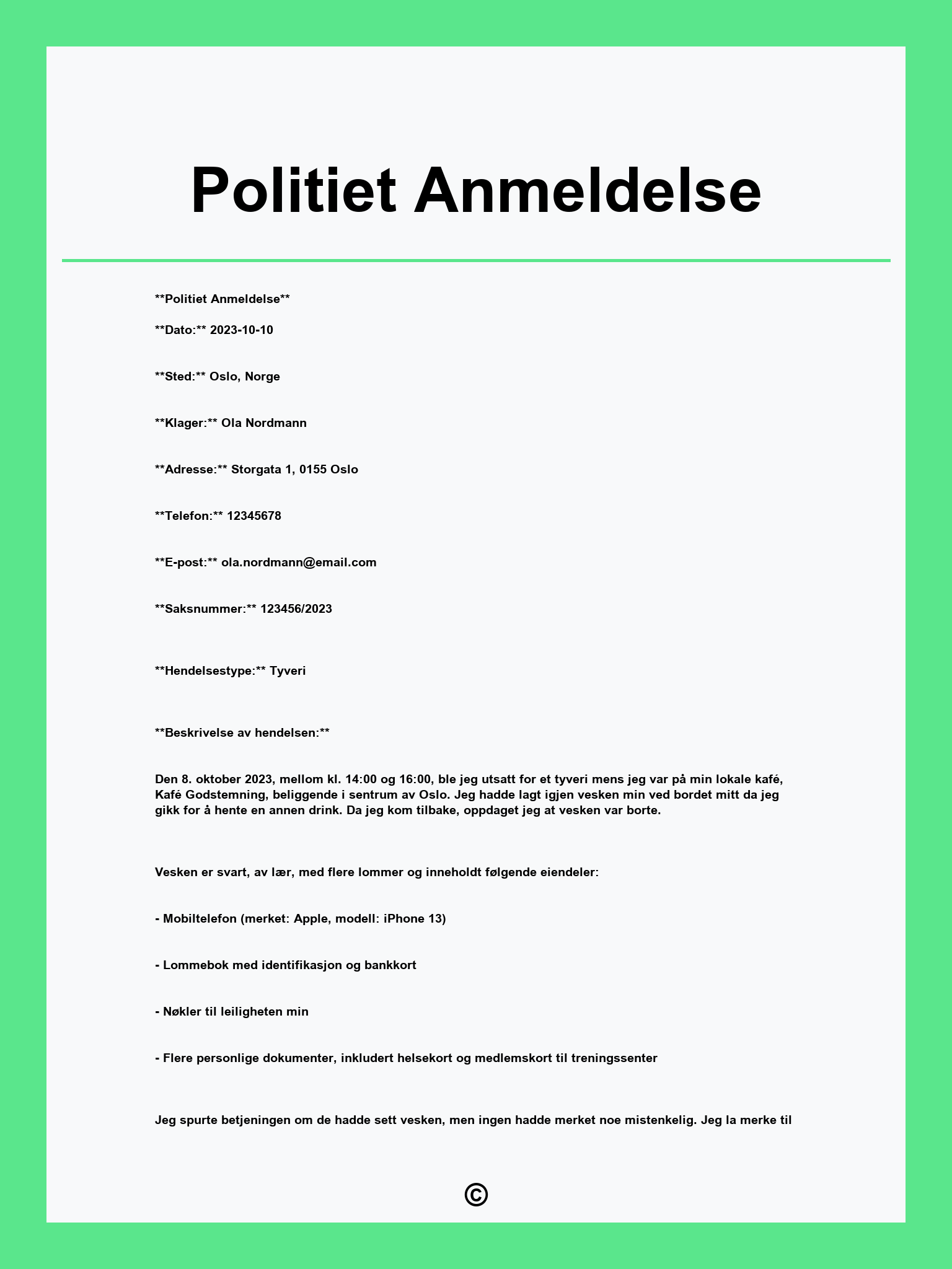 Politiet Anmeldelse
