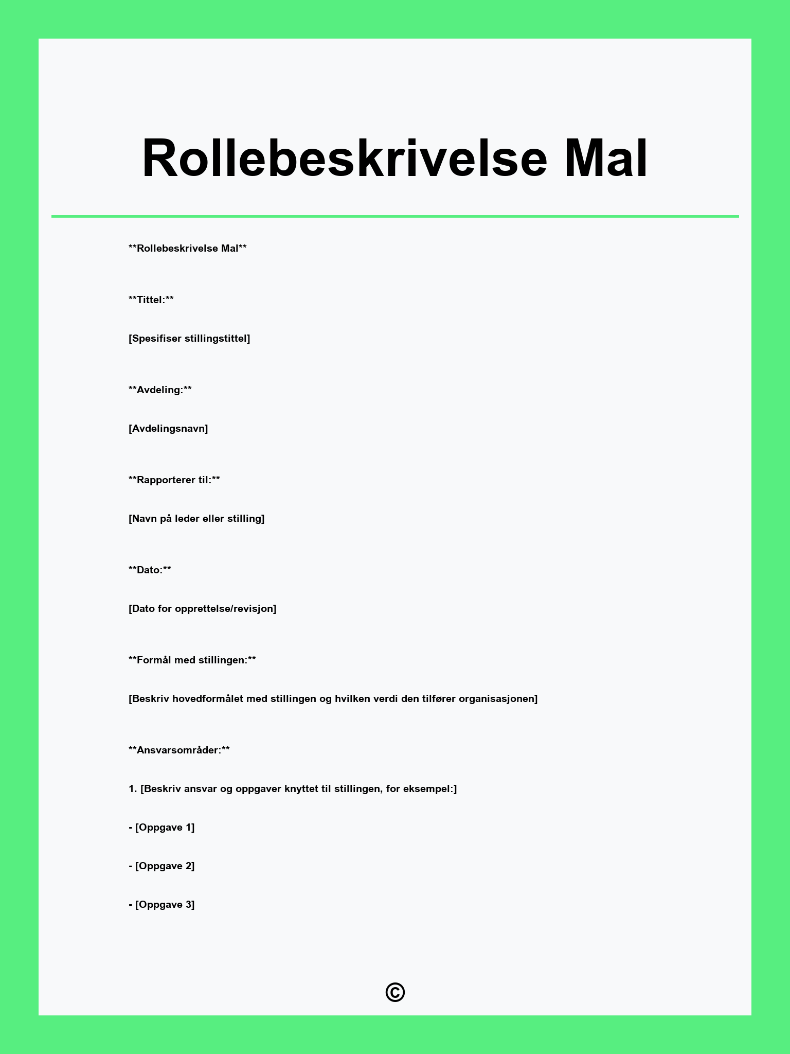 Rollebeskrivelse Mal