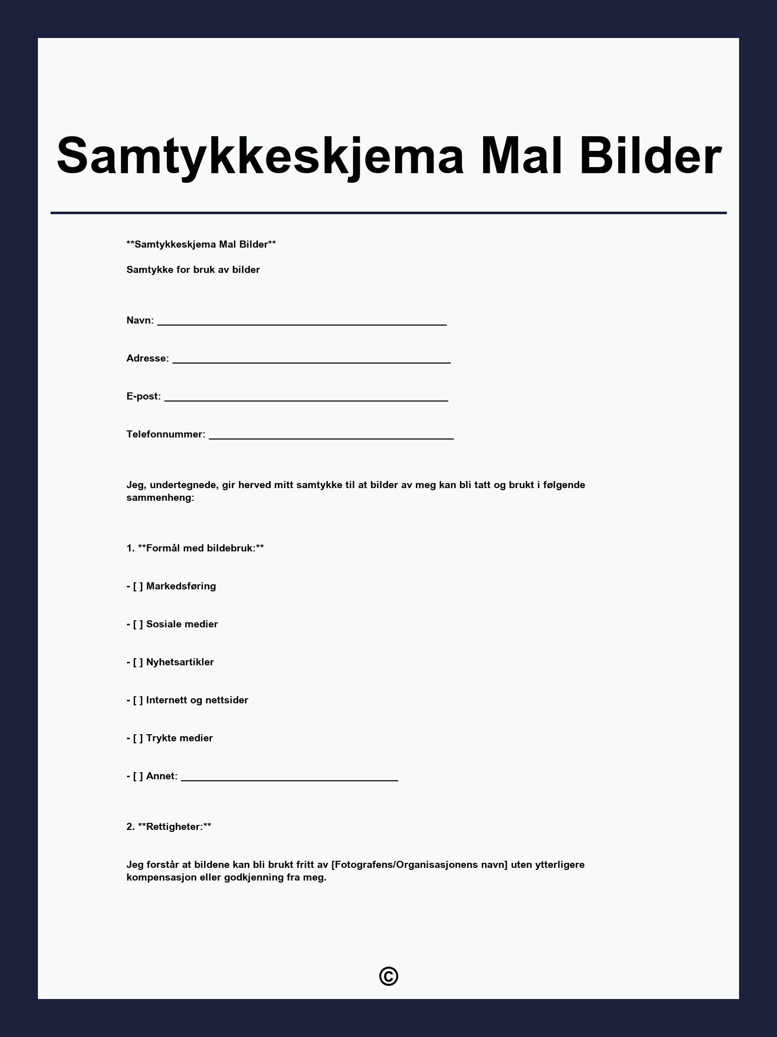 Samtykkeskjema Mal Bilder