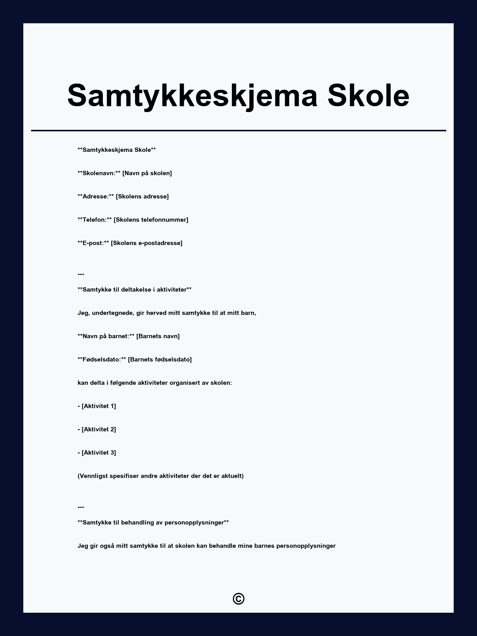 Samtykkeskjema Skole
