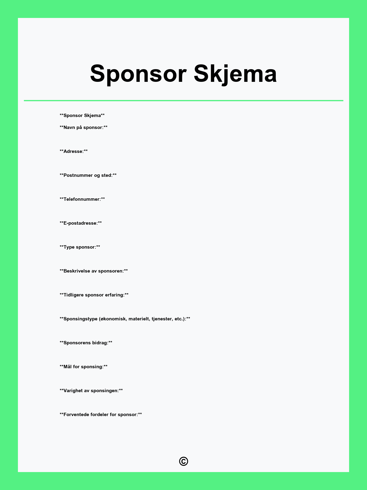 Sponsor Skjema
